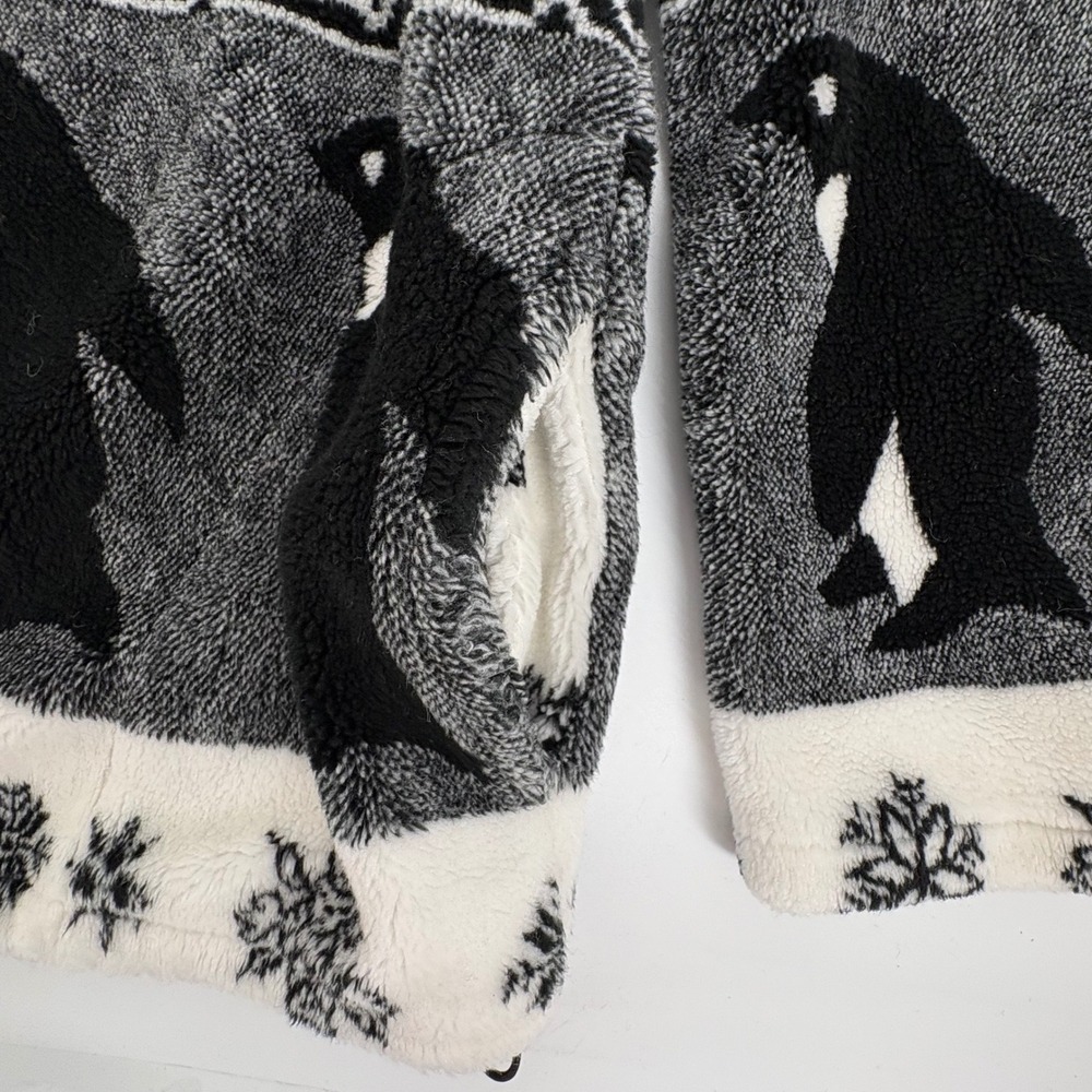 Black Mountain Fleece Jacket Womens XL White Penguin Snowflake Alaska Zip Up - Picture 5 of 9